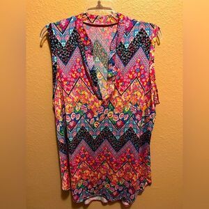 Zig Zag Stripe Pink patterned top